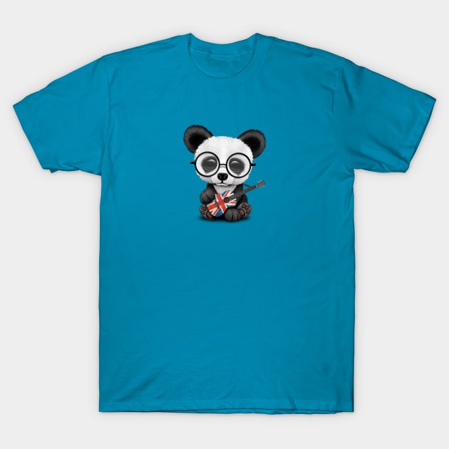 Baby Panda Playing British Flag Guitar T-Shirt by jeffbartels